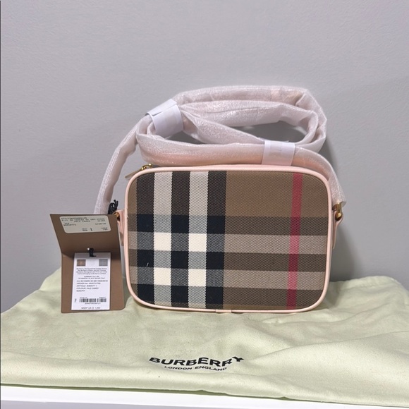Burberry Brown and Pink Crossbody Bag with Signature Check - Picture 1 of 4